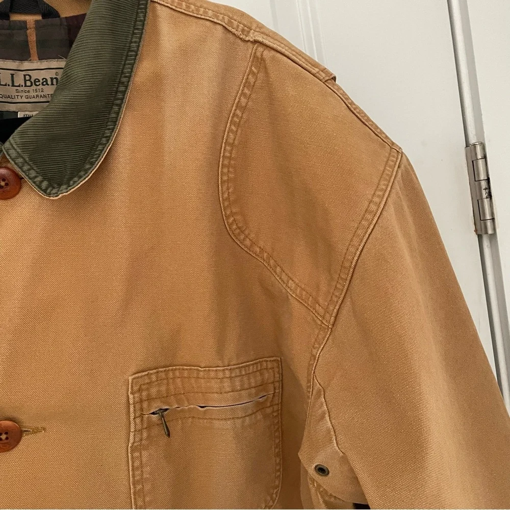 LL Bean Original Field Coat Flannel Cotton-Lined Chore Jacket Barn Canvas